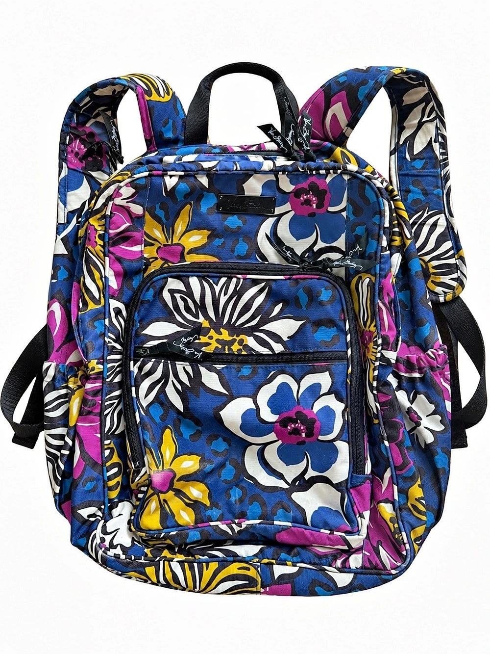 Vera Bradley Iconic Campus Large Backpack -Blue & Purple Floral LIKE NEW